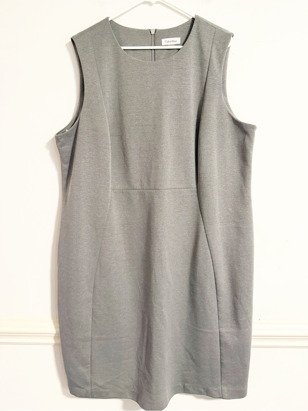 Calvin Klein Heather Gray Sleeveless Shift Dress 22W Plus Size Workwear Office